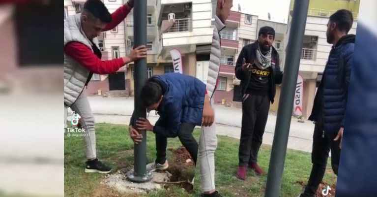 Urfa'da Tiktok kullanıcıları kamu malına zarar verdi