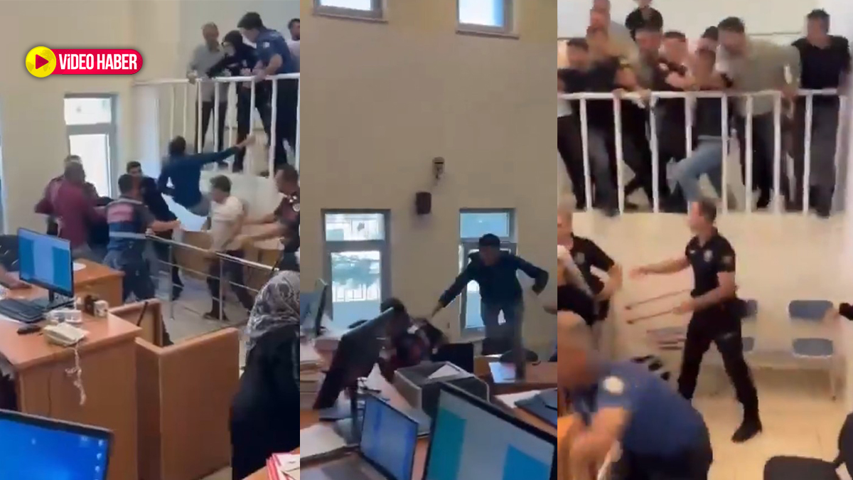 Adliye salonunda yumruklar havada uçuştu!