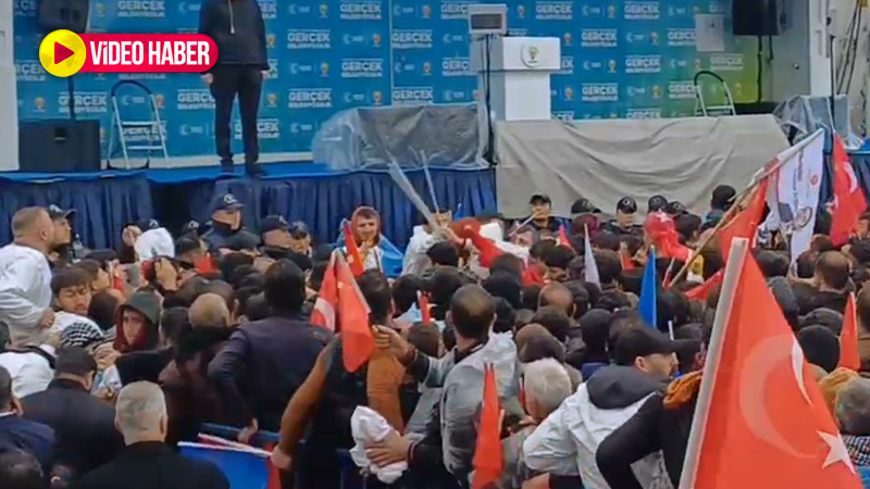 Cumhurbaşkanı Erdoğan mitingi öncesi kavga! Polis müdahale etti