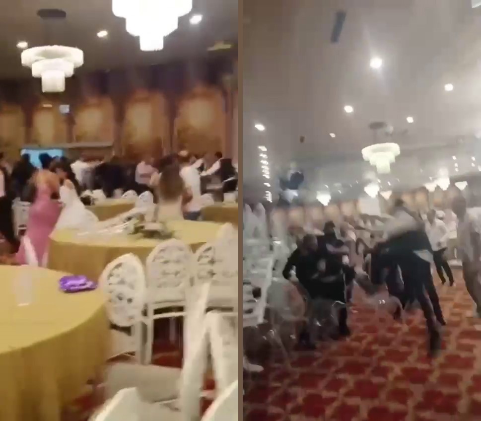 Düğünde uçan tekmeli kavga! O anlar kamerada