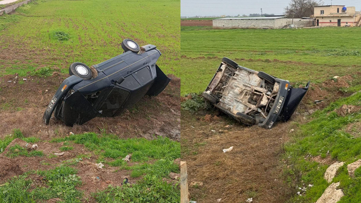 Şanlıurfa'da kontrolden çıkan otomobil tarlaya uçtu