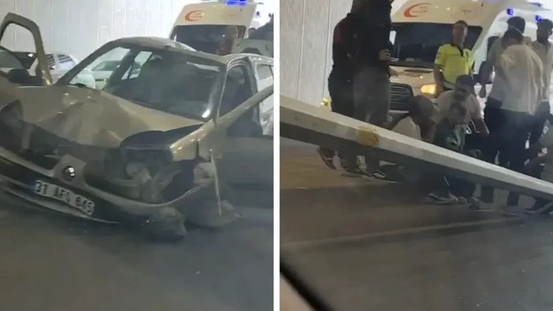 Şanlıurfa'da kontrolden çıkan otomobil orta refüje çarptı