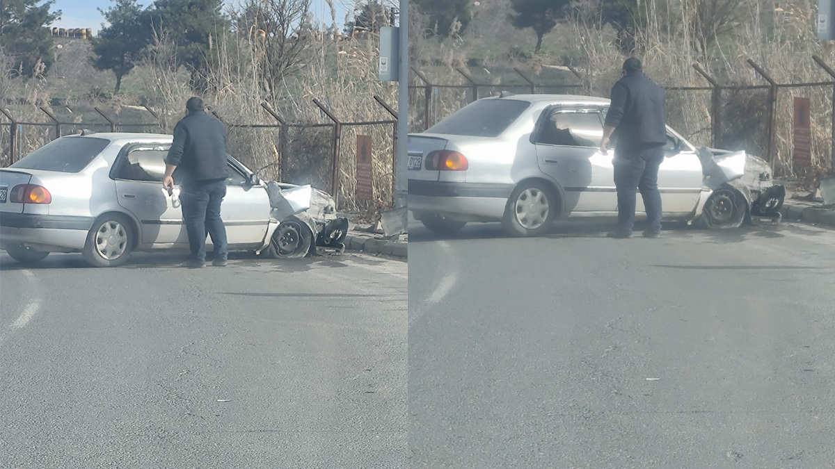 Şanlıurfa'da yoldan çıkan otomobil direğe çarptı!