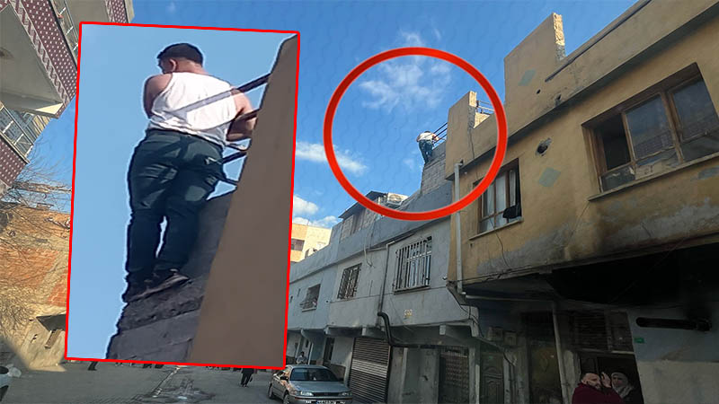 Şanlıurfa’da korku dolu anlar: Canına kıymak için çatıya çıktı