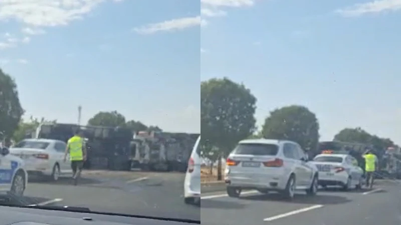 Şanlıurfa’da korkutan anlar! Kamyon devrildi