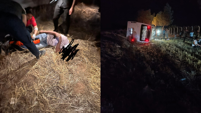 Şanlıurfa’da işçi servisi devrildi: 15 yaralı