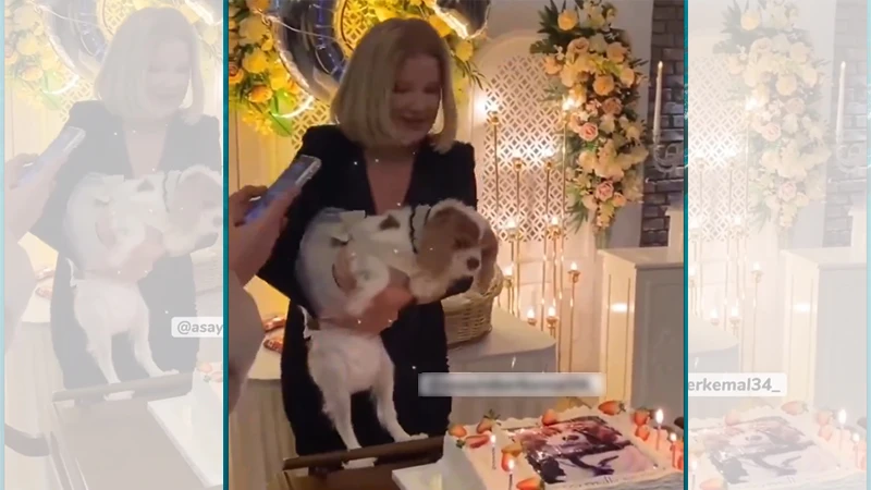 “Gofret”e sıra dışı doğum günü kutlaması! Pasta kestikleri köpeğe hediye verdiler