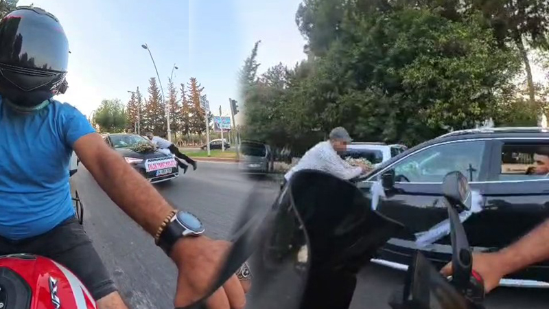 Düğün konvoyunda tehlikeli anlar! Bahşiş için canını hiçe saydı