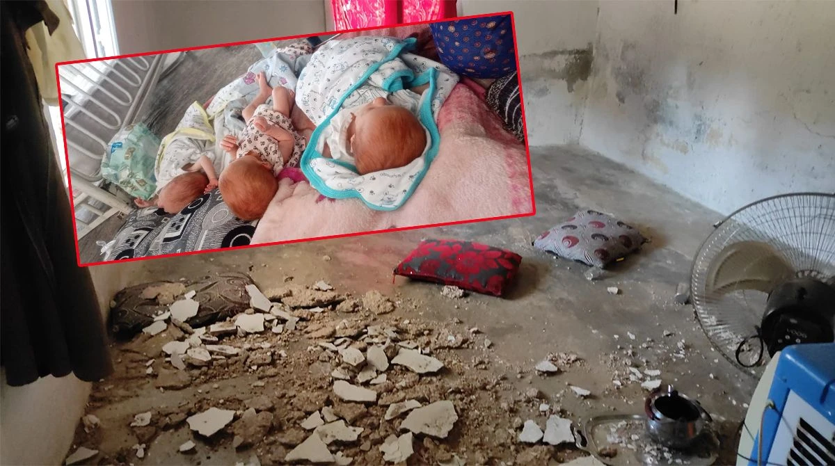 Akçakale’de tavanı çöken evdeki üçüz bebekler yaralandı