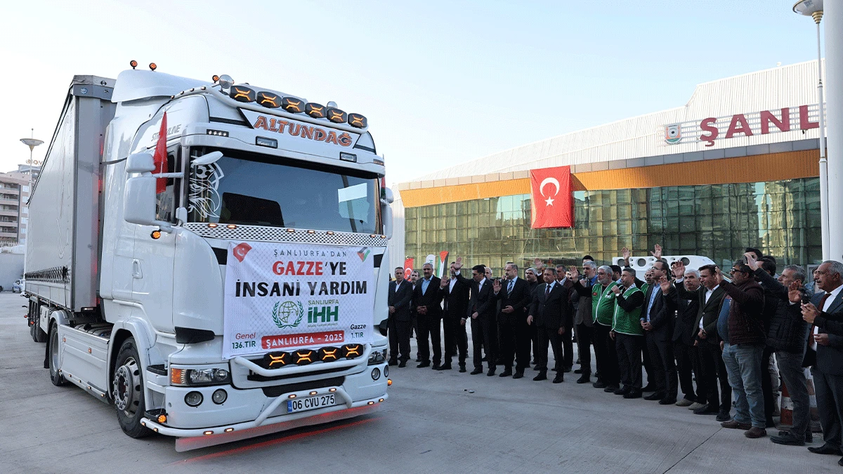 Şanlıurfa’dan Gazze’ye merhamet köprüsü! Yardım tırları dualarla yola çıktı