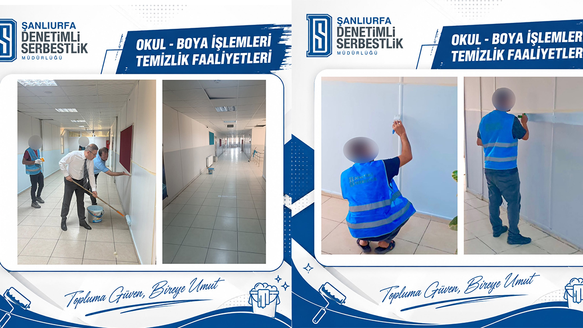 Şanlıurfa'da denetimli serbestlik yükümlüleri okulları boyadı