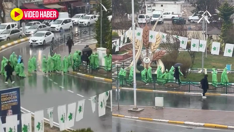 "Yazıktır günahtır"  Şanlıurfa mitingine yağmurluklarla götürüldüler iddiası!