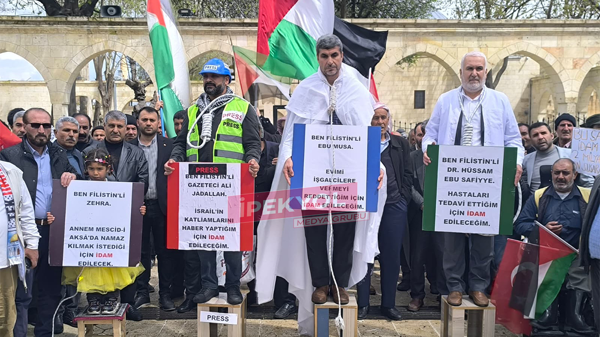 Şanlıurfa’da Filistin için tüyleri diken diken eden eylem! "Temsili idam"