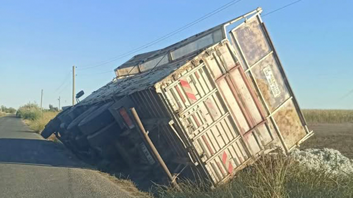Şanlıurfa’da pamuk yüklü kamyon şarampole devrildi!