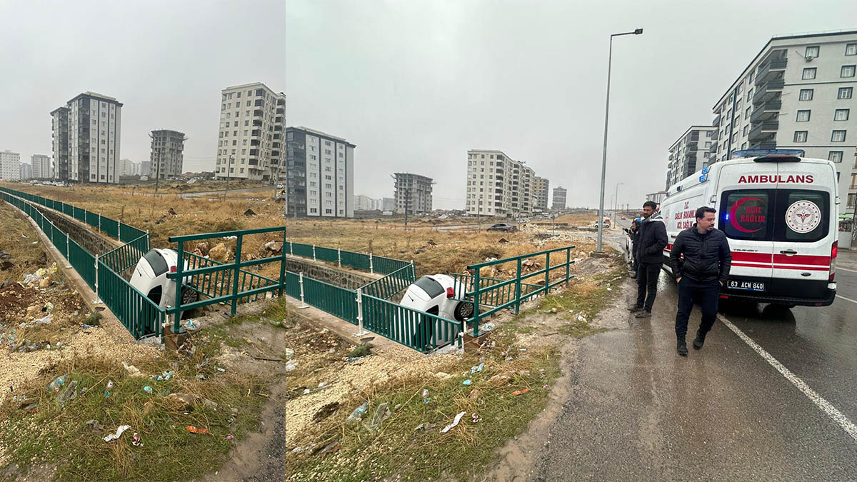Şanlıurfa’da saniyeler içinde kabusu yaşadılar! Otomobil kanala uçtu: Yaralılar var