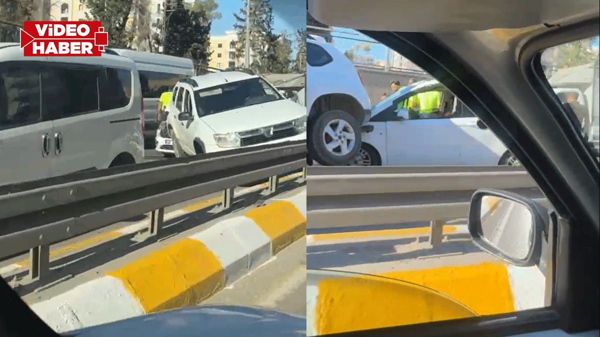 Şanlıurfa’da kavşak çıkışında kaza! Trafik kilitlendi