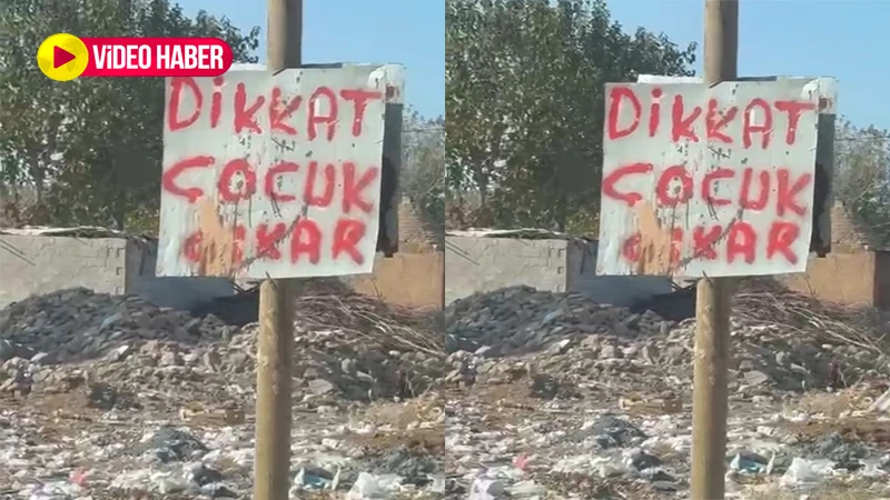 Şanlıurfa'da trafikte güldüren tabela: Dikkat çocuk çıkar...