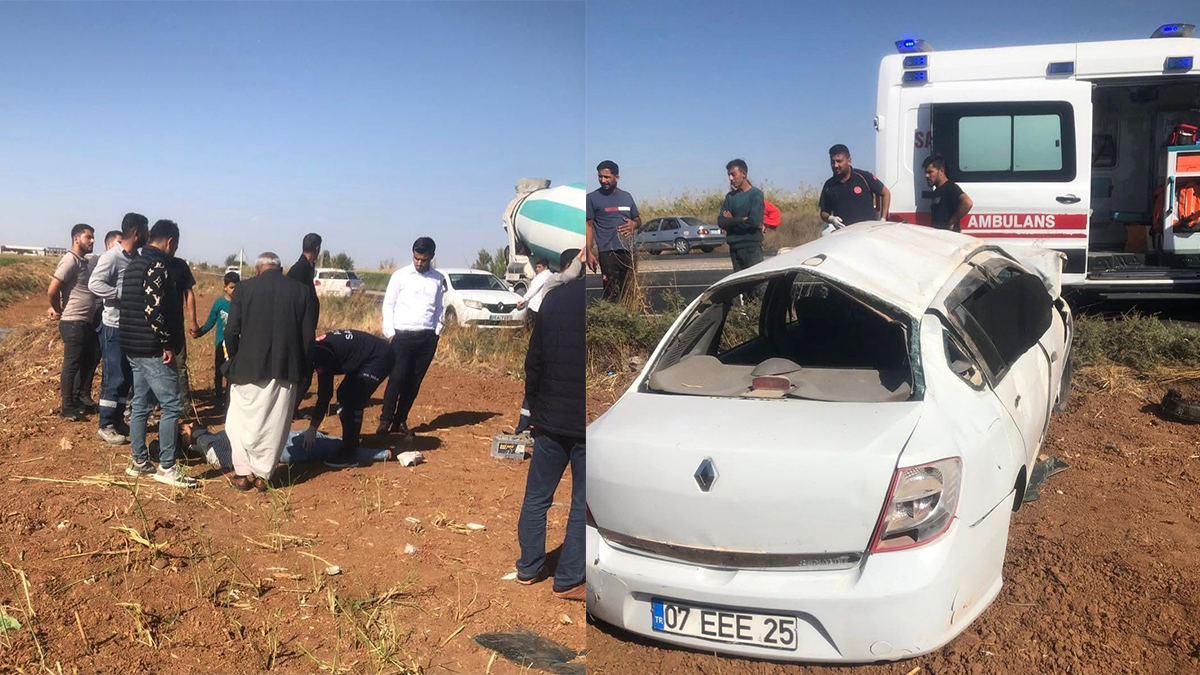 Şanlıurfa’da otomobil şarampole devrildi!