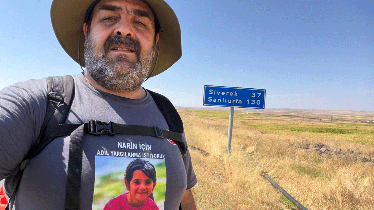 Kızı Narin için adalet yürüyüşüne çıkan baba Arif Güran Şanlıurfa’da