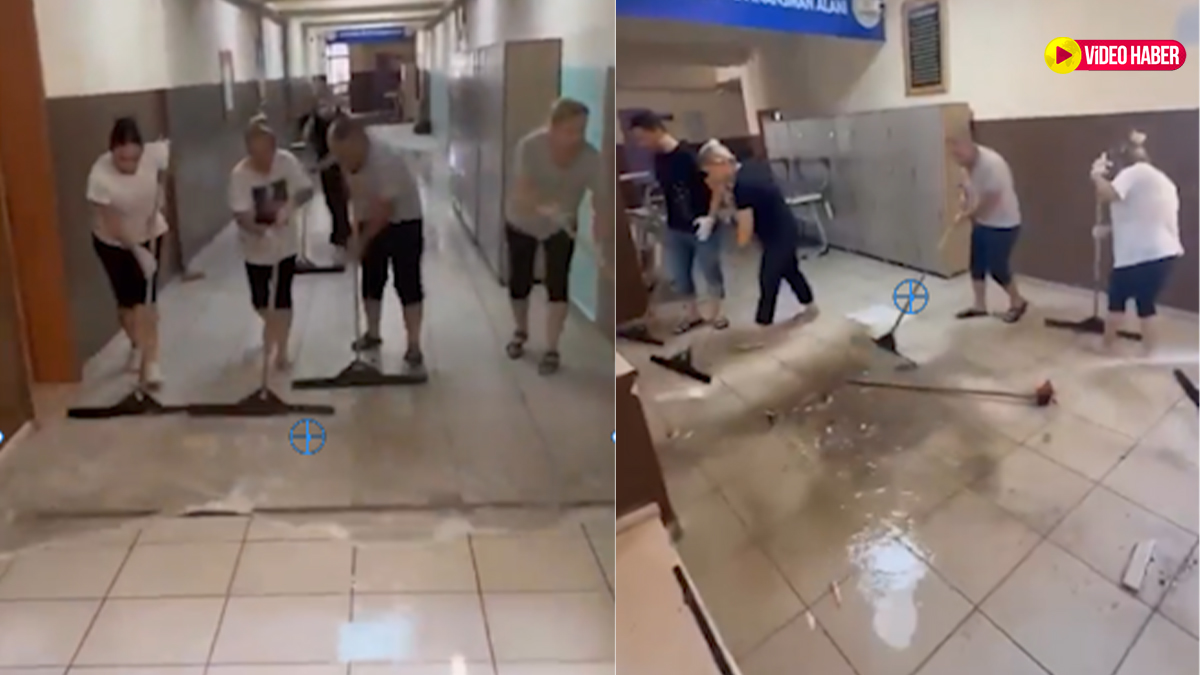 Şanlıurfa'daki öğretmenlerden örnek davranış! Koridorları yıkadılar, camları sildiler