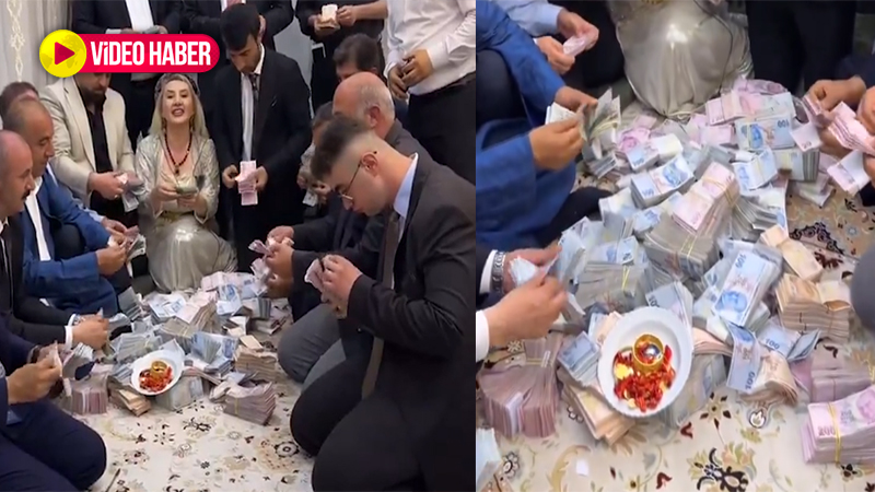 Say say bitmedi! Gelin ve damada 11 milyon TL değerinde para ve altın takıldı