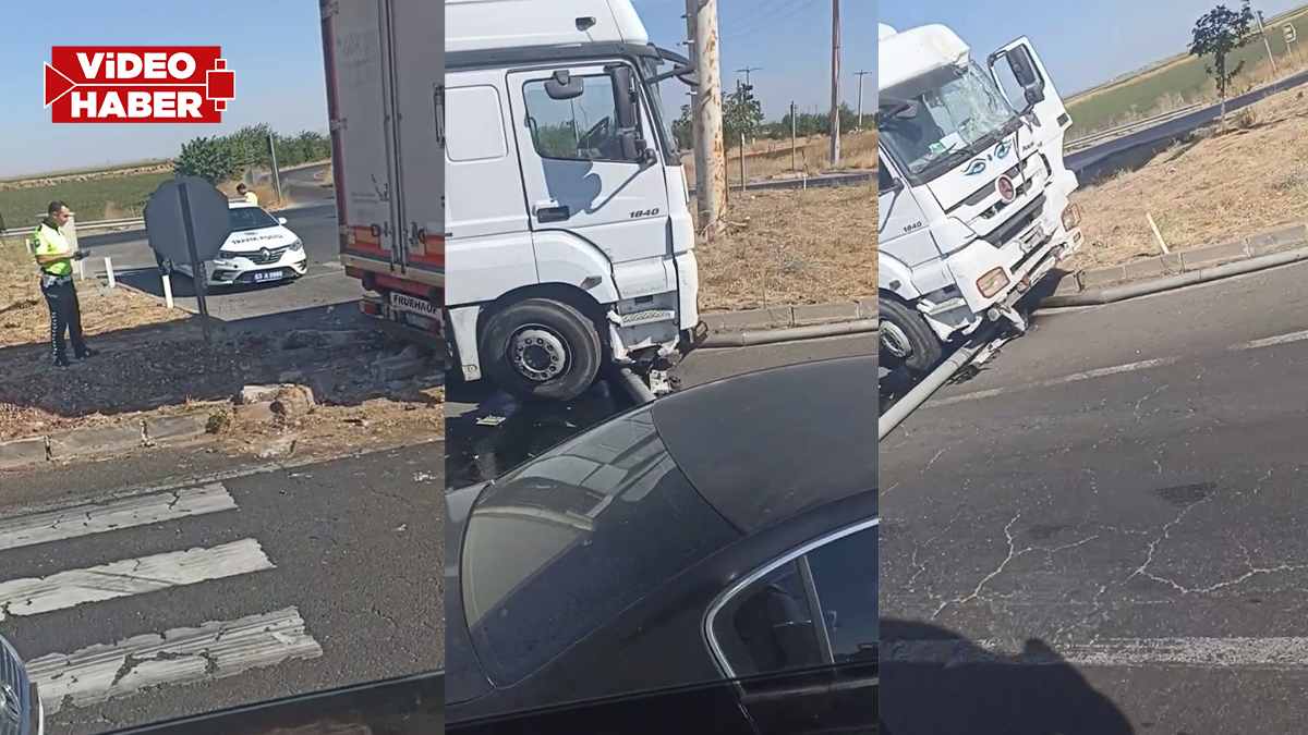 Şanlıurfa’da tır dehşeti! Levhaya çarparak durabildi
