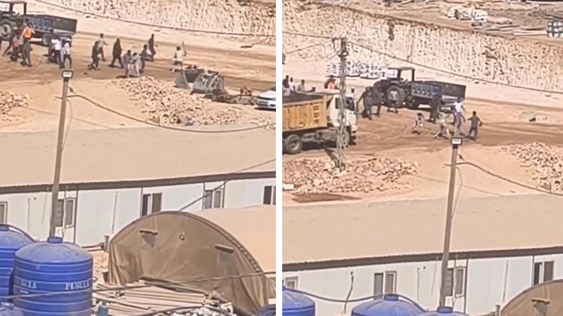 Şanlıurfa’da inşaat işçilerinin kavgası kamerada!