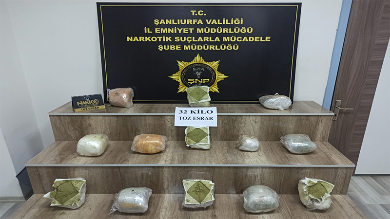 Şanlıurfa’da kilolarca esrar ele geçirildi