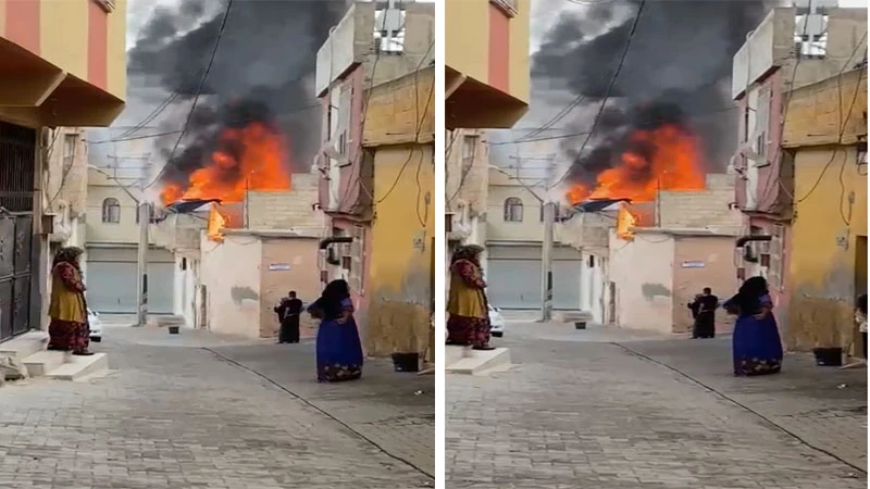 Şanlıurfa’da mahallede panik anları! Alev alev yandı…