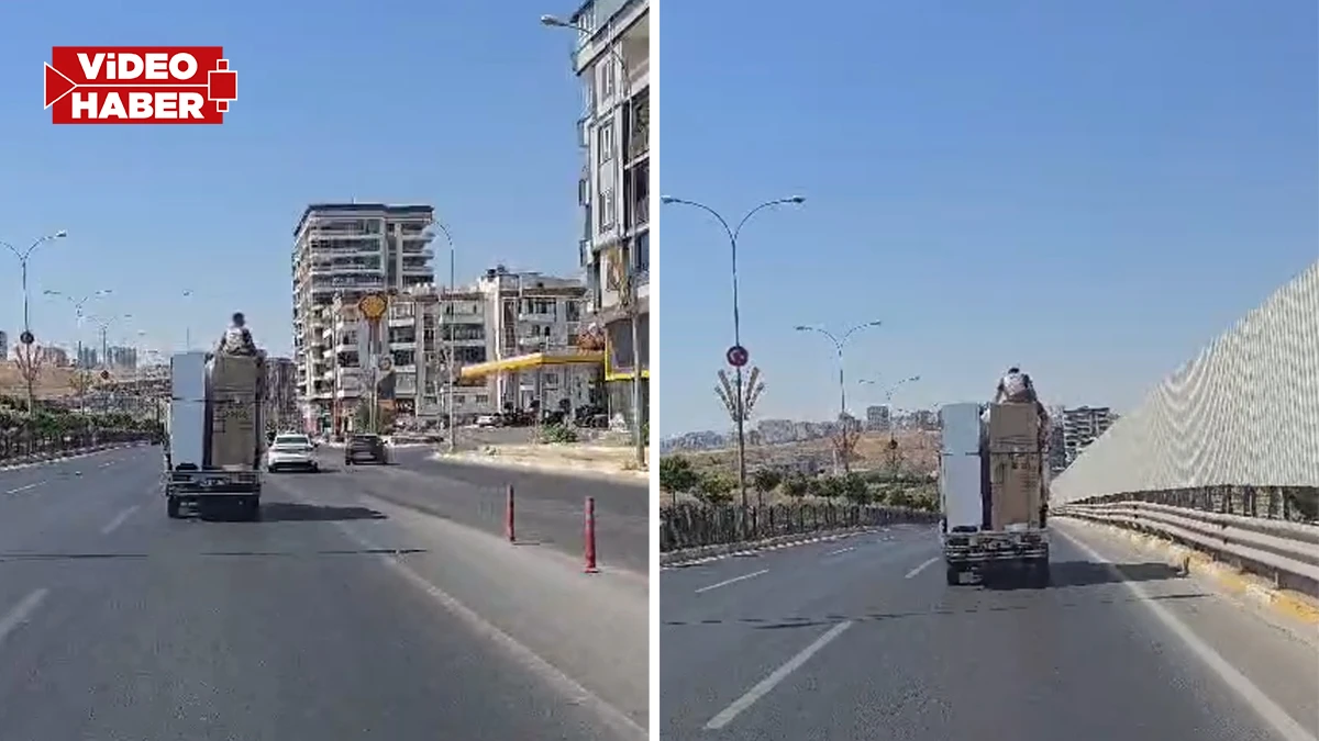 Şanlıurfa’da tehlikeli yolculuk! Canını hiçe saydı, kilometrelerce böyle gitti
