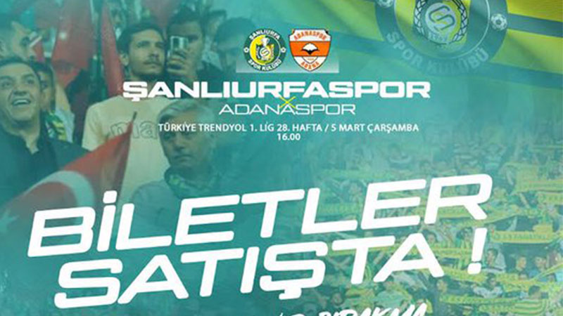 Şanlıurfaspor, Adanaspor maçı için taraftarını bekliyor! Biletler satışta