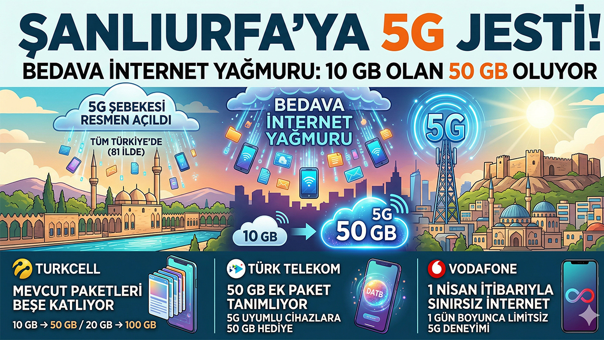 Şanlıurfa’ya 5G jesti! Bedava internet yağmuru: 10 GB olan 50 GB oluyor