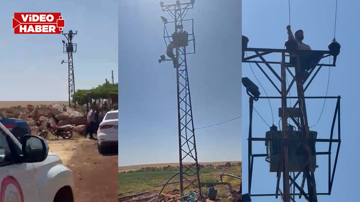 Şanlıurfa'da trafo gerginliği! Vatandaş elektrik direğine çıktı
