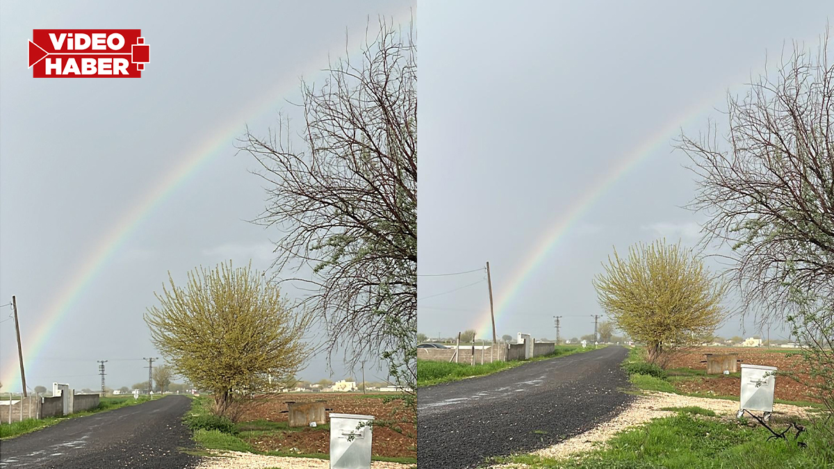 Şanlıurfa’da yağmur sonrası gökkuşağı göz kamaştırdı