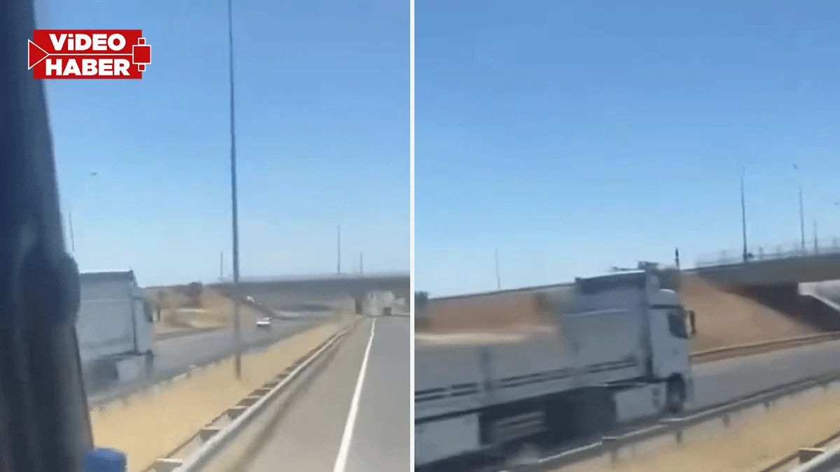 Gaziantep-Şanlıurfa yolunda hayrete düşüren görüntü! Koca tır ters yönde…