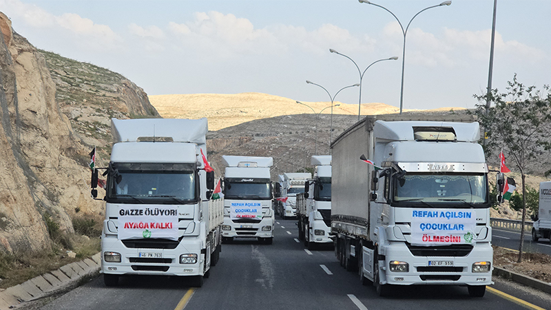 Tırlar Şanlıurfa'dan Gazze için hareket etti: Refah Sınır Kapısı açılsın!