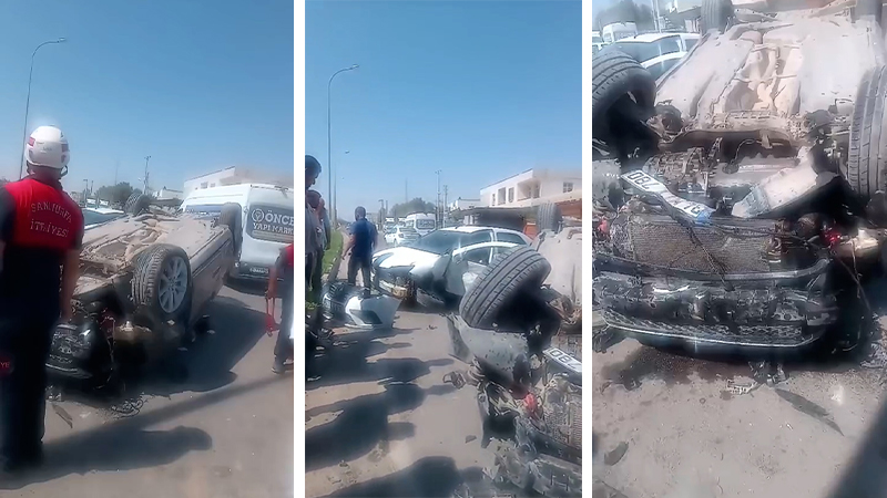 Akçakale’de korkutan kaza: Araç ters döndü, 2 yaralı