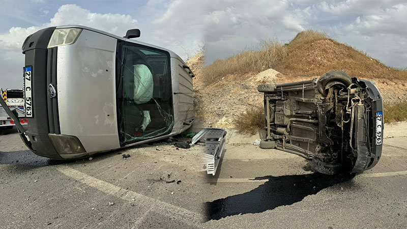 Nizip- Birecik yolunda feci kaza: Otomobil takla attı