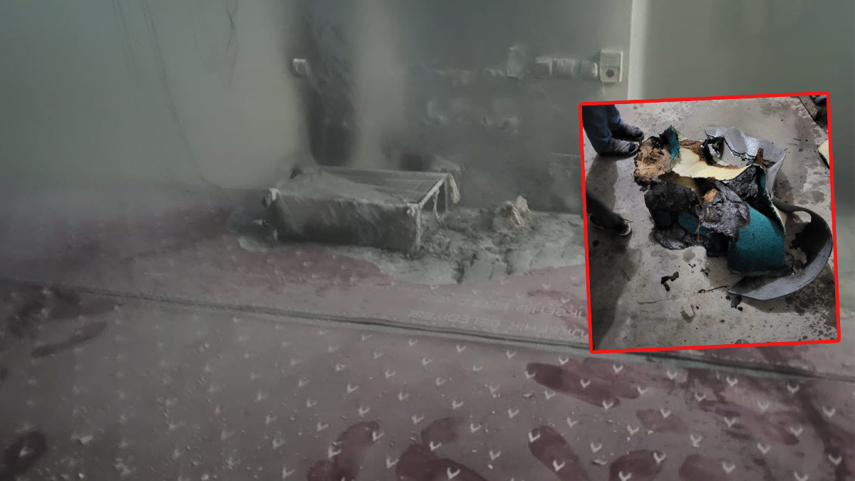 Şanlıurfa’da camiden alevler yükseldi! Halılar kullanılamaz hale geldi