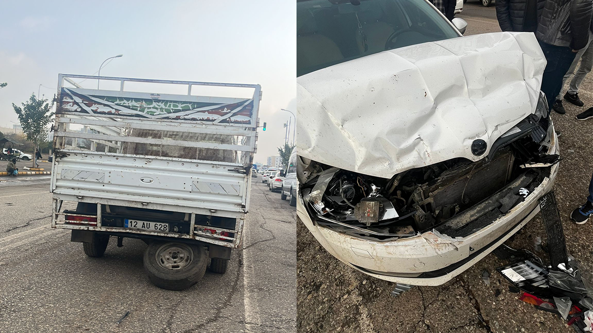 Şanlıurfa’da kontrolden çıkan otomobil pikaba çarptı! Maddi hasarlı kaza