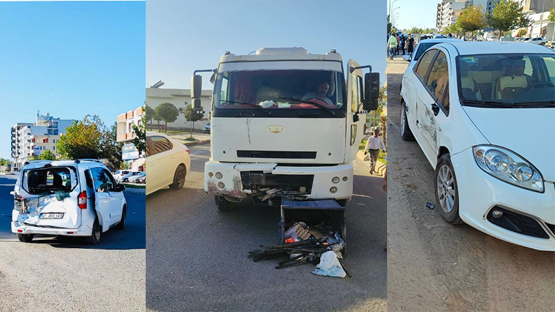 Ceylanpınar’da zincirleme kaza…  Faciadan kıl payı kurtuldular…