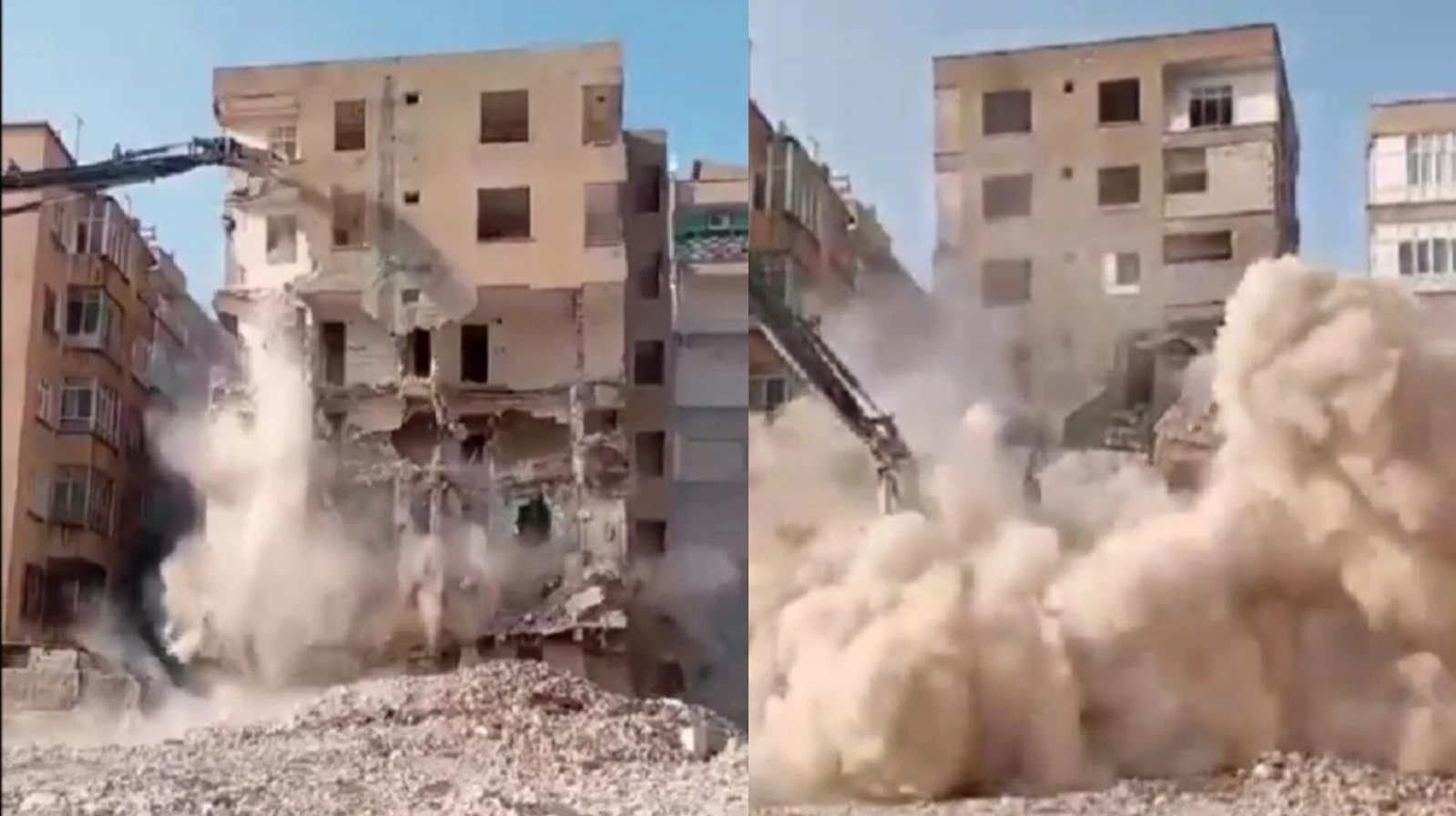 22 ay geçti! Muhtarın çabasıyla bir bina daha yıkıldı... İşte o anlar