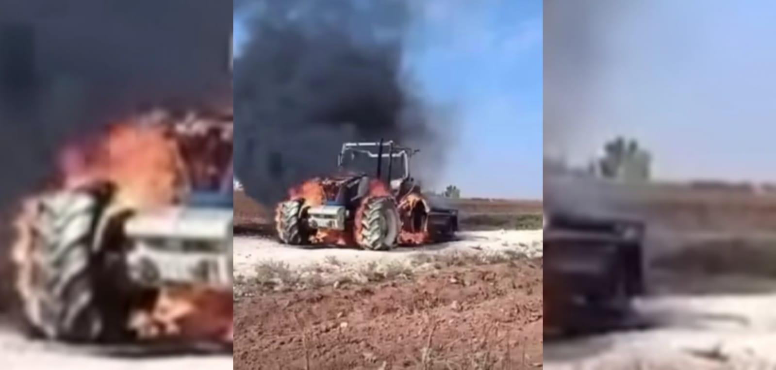 Şanlıurfa'da pamuk tarlasında yangın! Traktör alev alev yandı