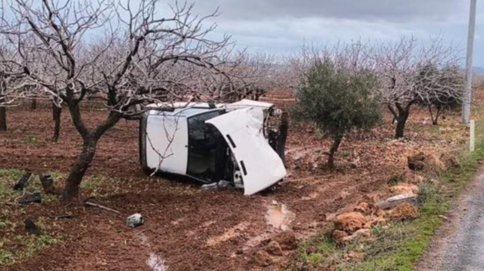 Yağmur yağdı, yollar kayganlaştı: Şanlıurfa'da araç tarlaya yuvarlandı!