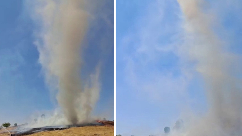 Adıyaman-Şanlıurfa yolunda anız yangını! Duman hortumu...