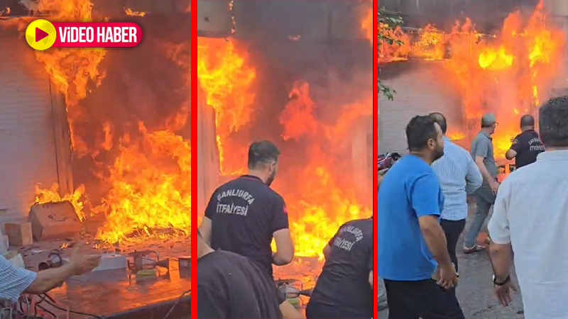 Şanlıurfa’da iş yerini alevler sardı! Korku dolu anlar