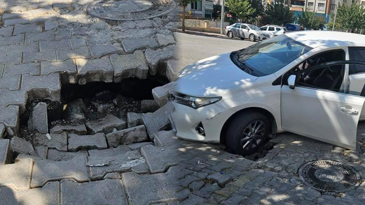 Şanlıurfa’da 1 aylık yol çöktü: Araç içinde kaldı